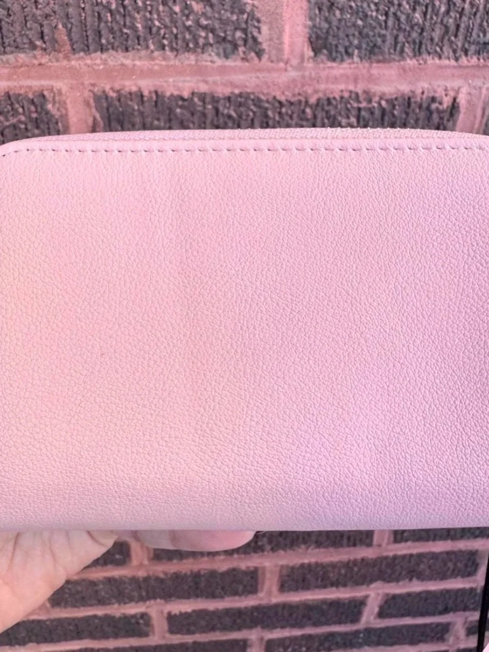 Juicy Couture Light Pink Bow Heart Zip Wallet with Silver Hardware